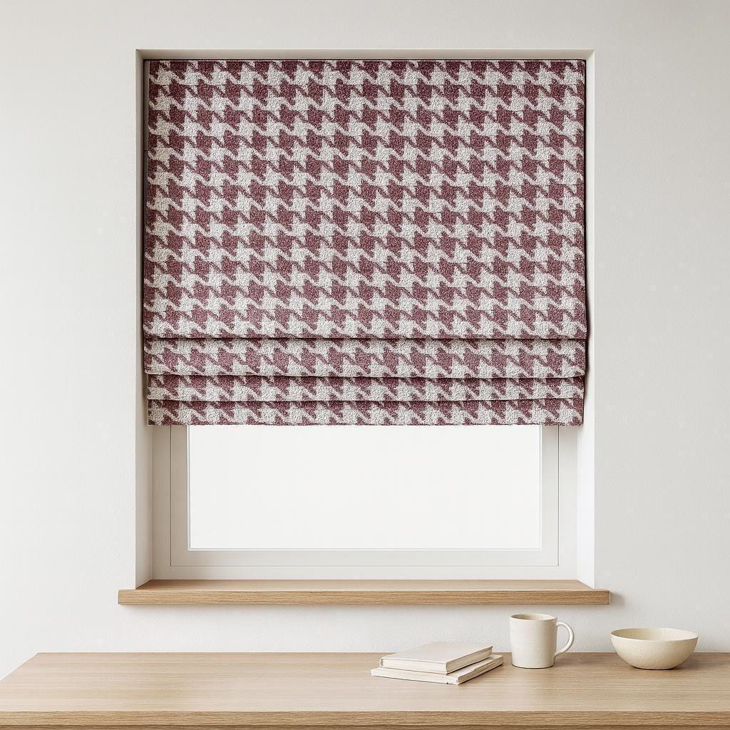 Burgundy Houndstooth Roman Shade: Organic Cotton, Blackout or Light-Filtering — image 6