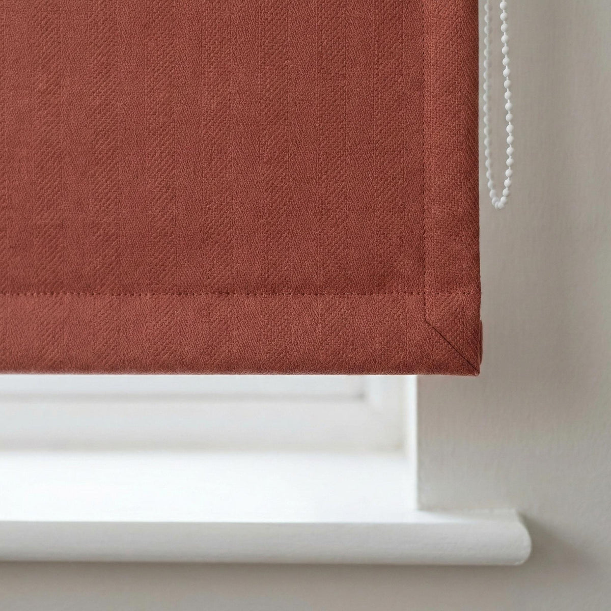 Custom Terracotta Linen Roman Shade, Herringbone Weave, Blackout Option — image 6