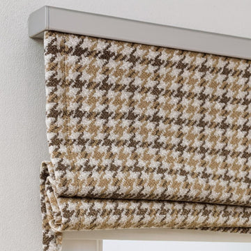Custom Houndstooth Roman Shade: Organic Cotton, Blackout or Light-Filtering — image 1