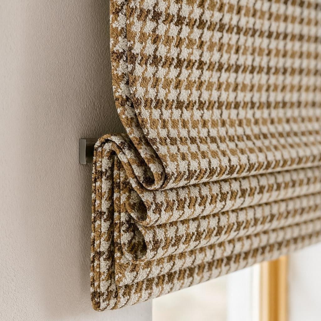 Custom Houndstooth Roman Shade: Organic Cotton, Blackout or Light-Filtering — image 2