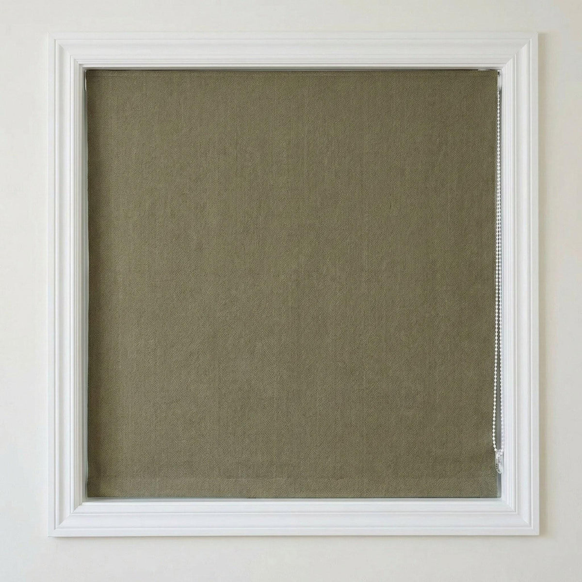 Custom Sage Olive Linen Roman Shade, Herringbone Corded Blind, OEKO-TEX — image 4