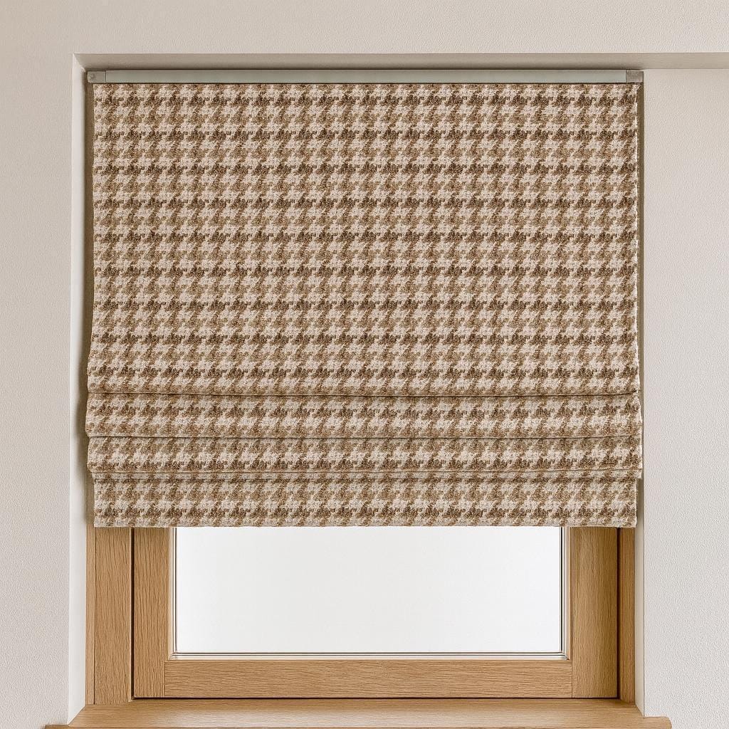 Custom Houndstooth Roman Shade: Organic Cotton, Blackout or Light-Filtering — image 8