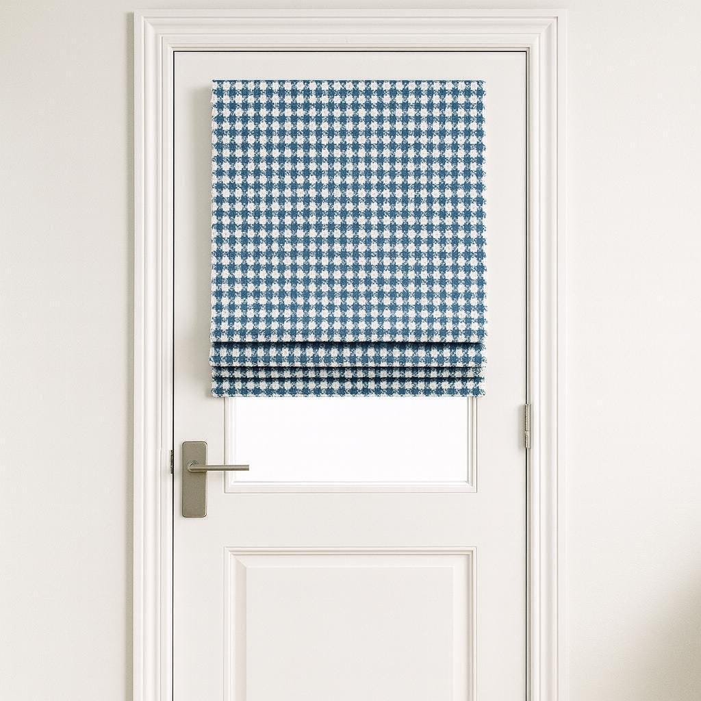 Houndstooth Roman Shade, Organic Cotton, Blue & White (Custom Size) — image 4