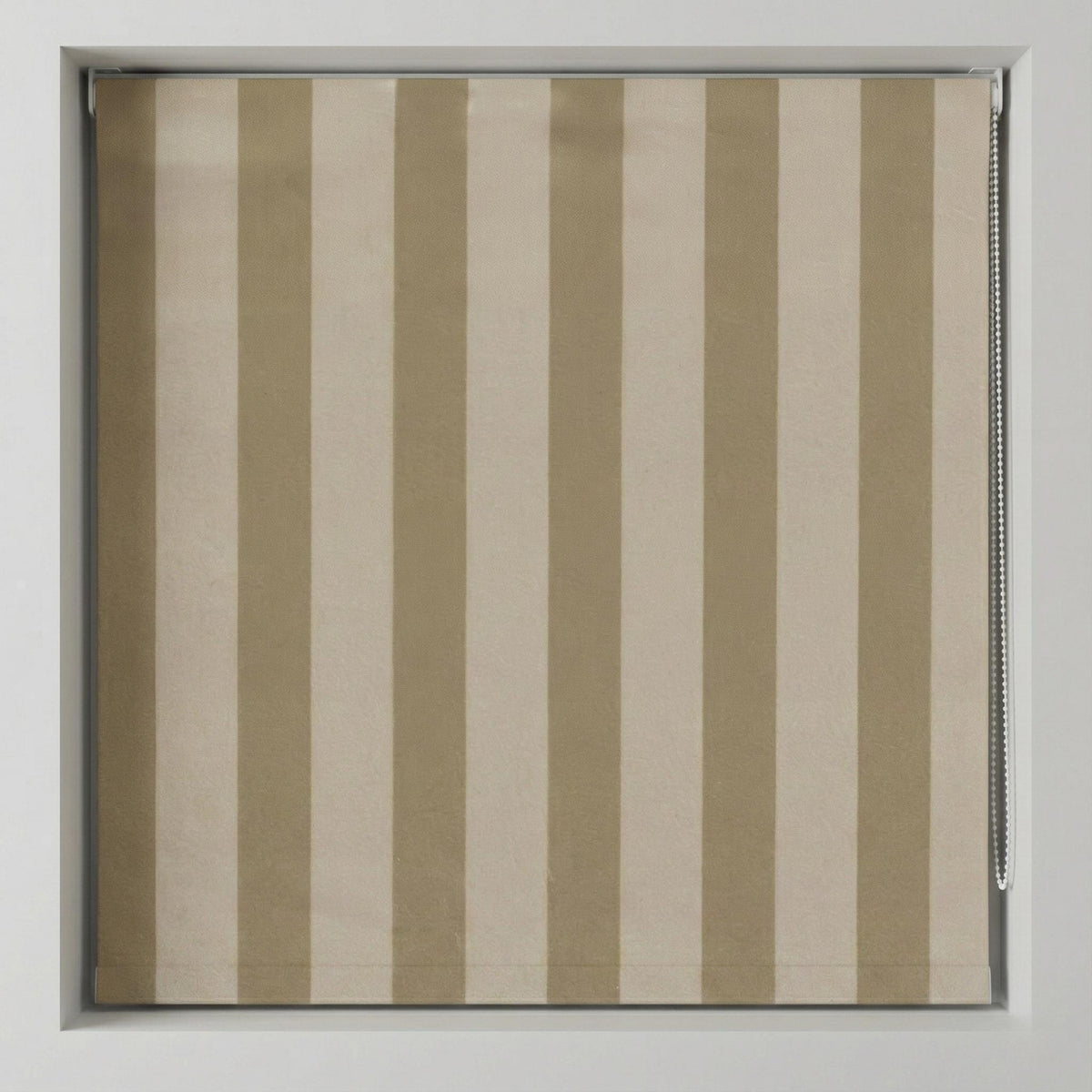 Custom Beige Striped Velvet Roman Shade, Blackout or Light Filtering — image 5