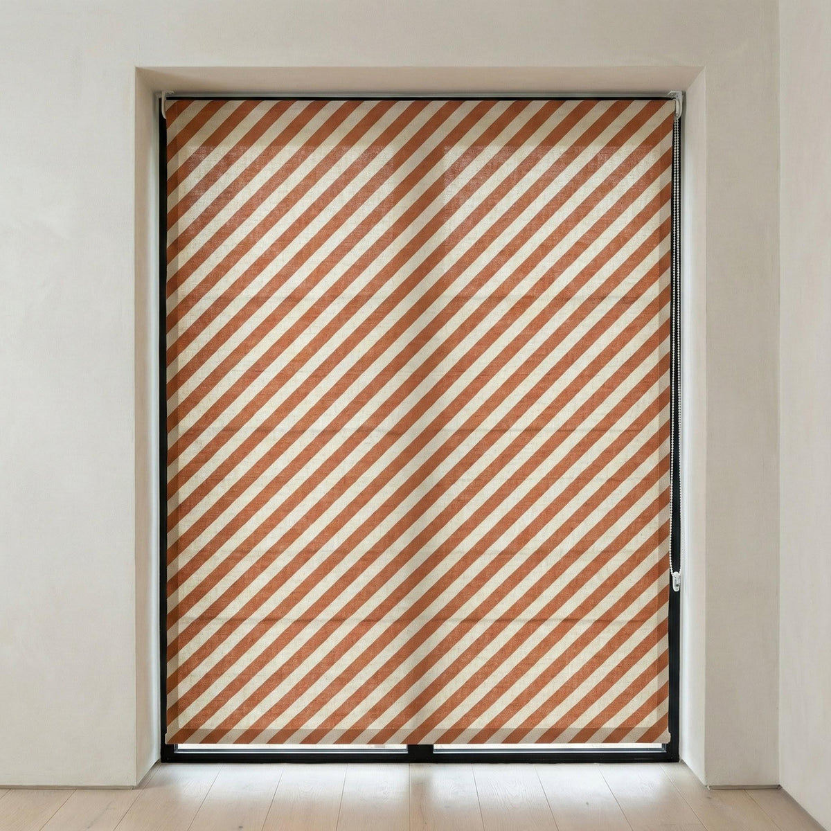 Terracotta Stripe Linen Roman Shade, Custom Corded Window Blind — image 7
