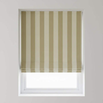 Beige Striped Velvet Roman Shade, Custom Window Blind, Blackout or Light Filtering — image 1