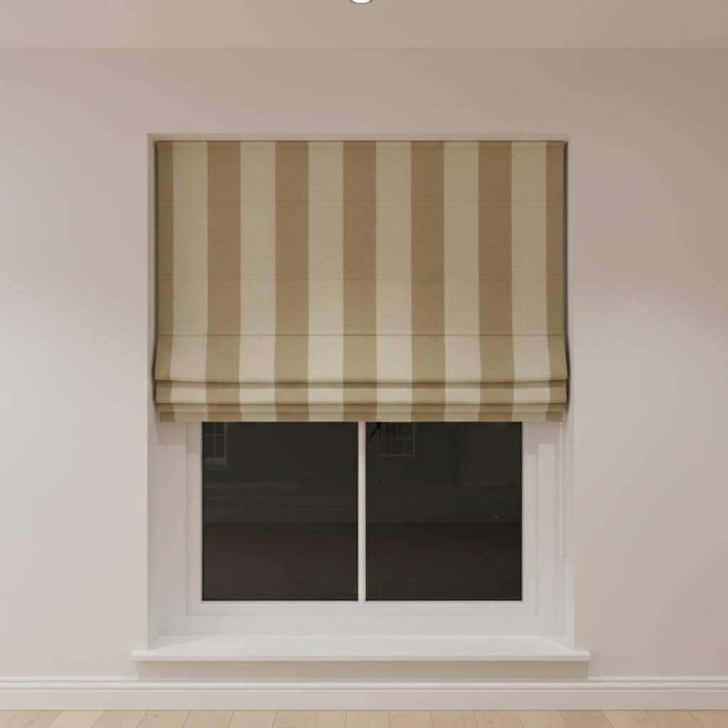 Beige Striped Velvet Roman Shade, Custom Window Blind, Blackout or Light Filtering — image 9