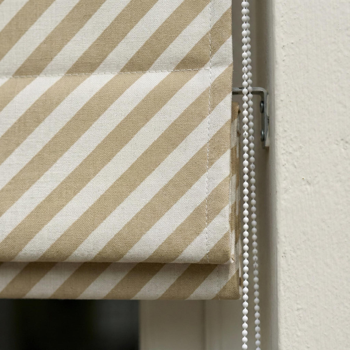 Custom Linen Roman Shade, Beige Ivory Stripe, OEKO-TEX Certified, Made to Measure — image 1