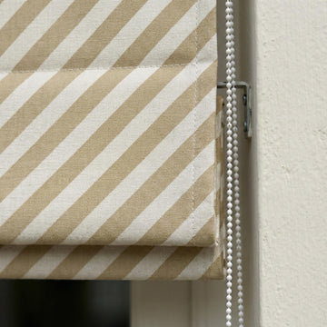 Custom Linen Roman Shade, Beige Ivory Stripe, OEKO-TEX Certified, Made to Measure — image 1