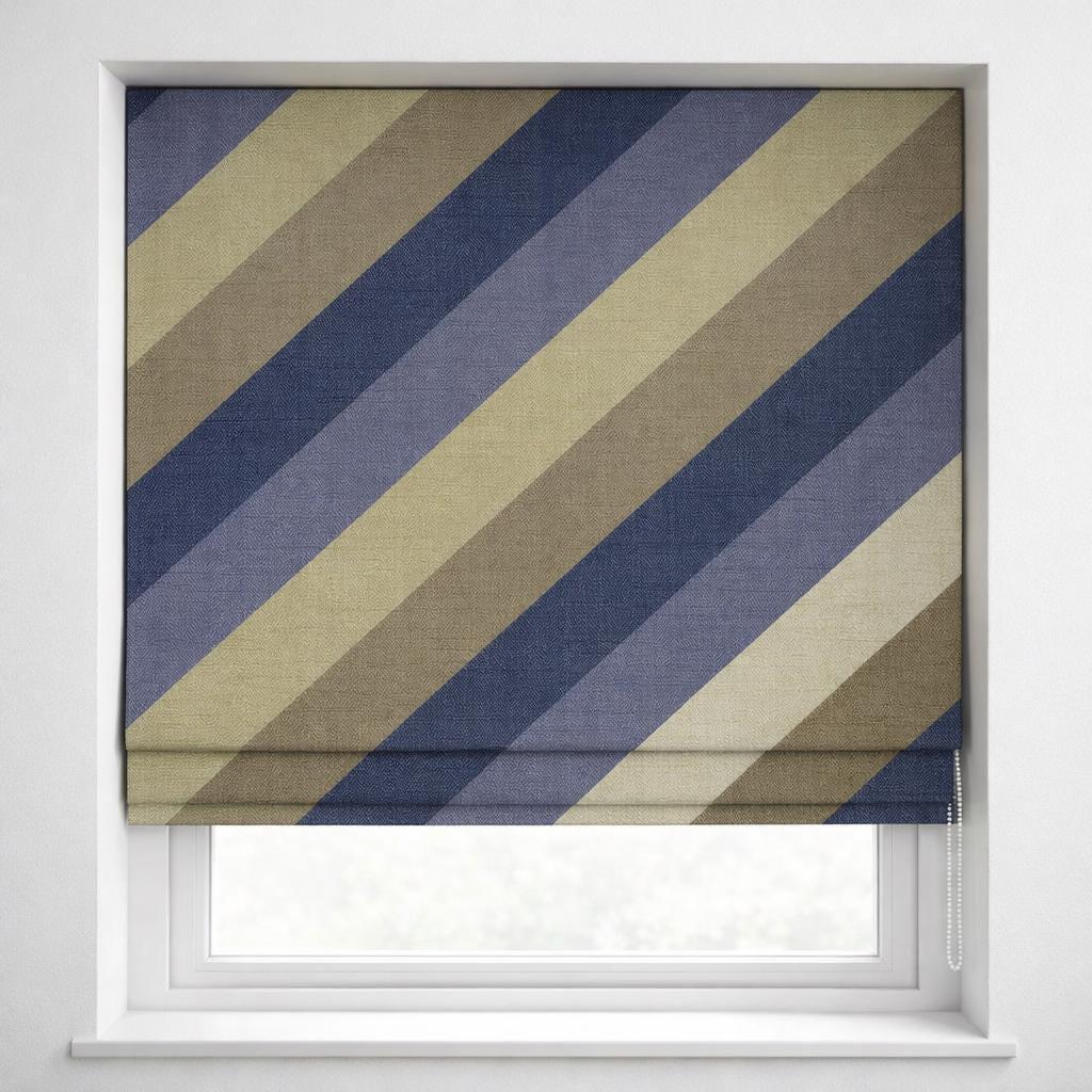 Custom Striped Linen Roman Shade | Coastal Farmhouse Style — image 1
