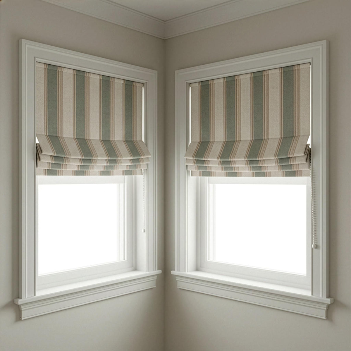 Roman Shade: Organic Linen Farmhouse Stripe - Blackout or Light Filtering — image 2