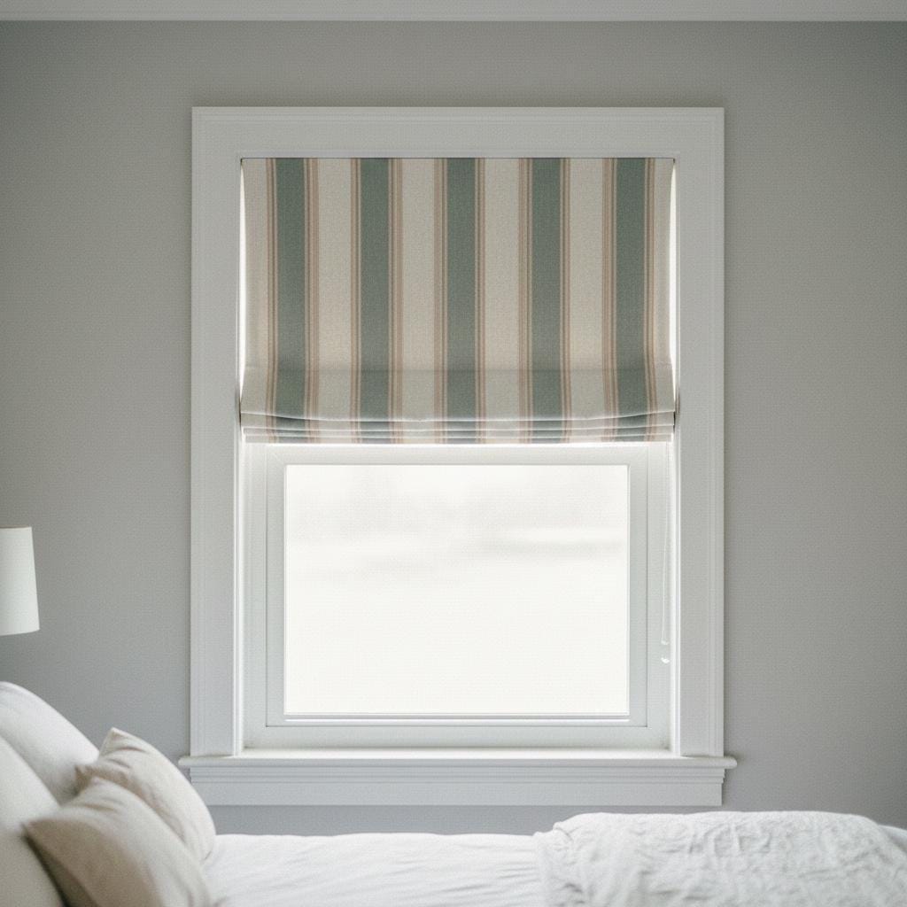 Roman Shade: Organic Linen Farmhouse Stripe - Blackout or Light Filtering — image 4