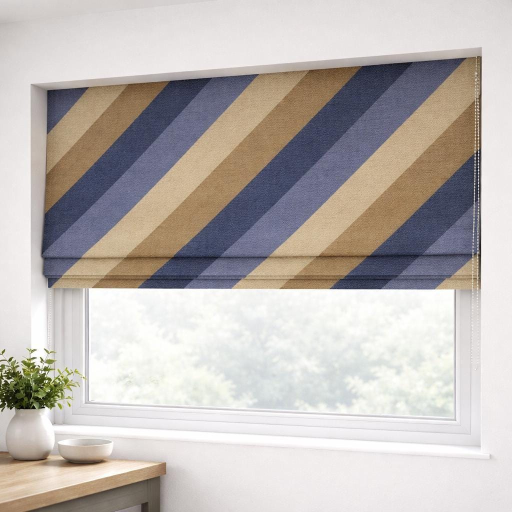 Custom Striped Linen Roman Shade | Coastal Farmhouse Style — image 5