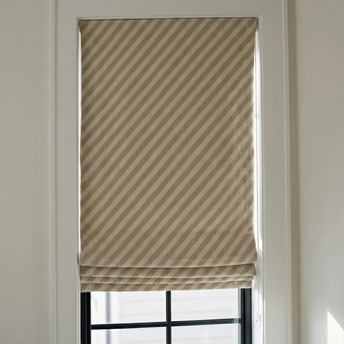 Custom Linen Roman Shade, Beige Ivory Stripe, OEKO-TEX Certified, Made to Measure — image 9