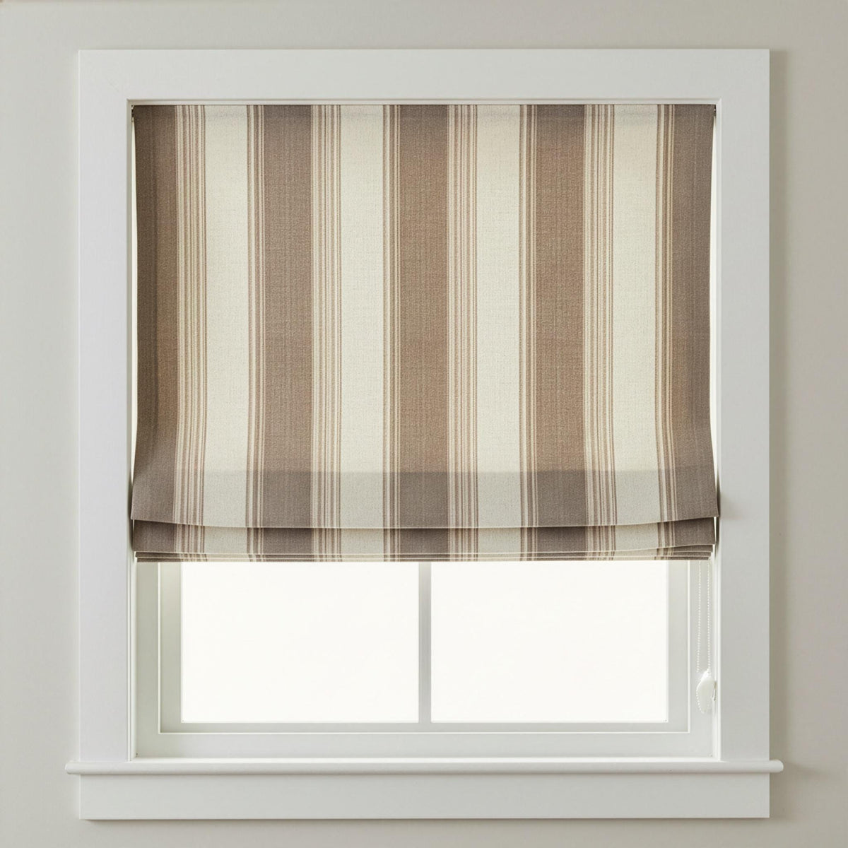 Farmhouse Stripe Roman Shade - Organic Linen with Blackout or Light-Filtering - Natural Flax, Beige & Mud — image 10