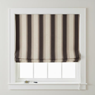 Farmhouse Stripe Roman Shade: Organic Linen, Blackout Option — image 1