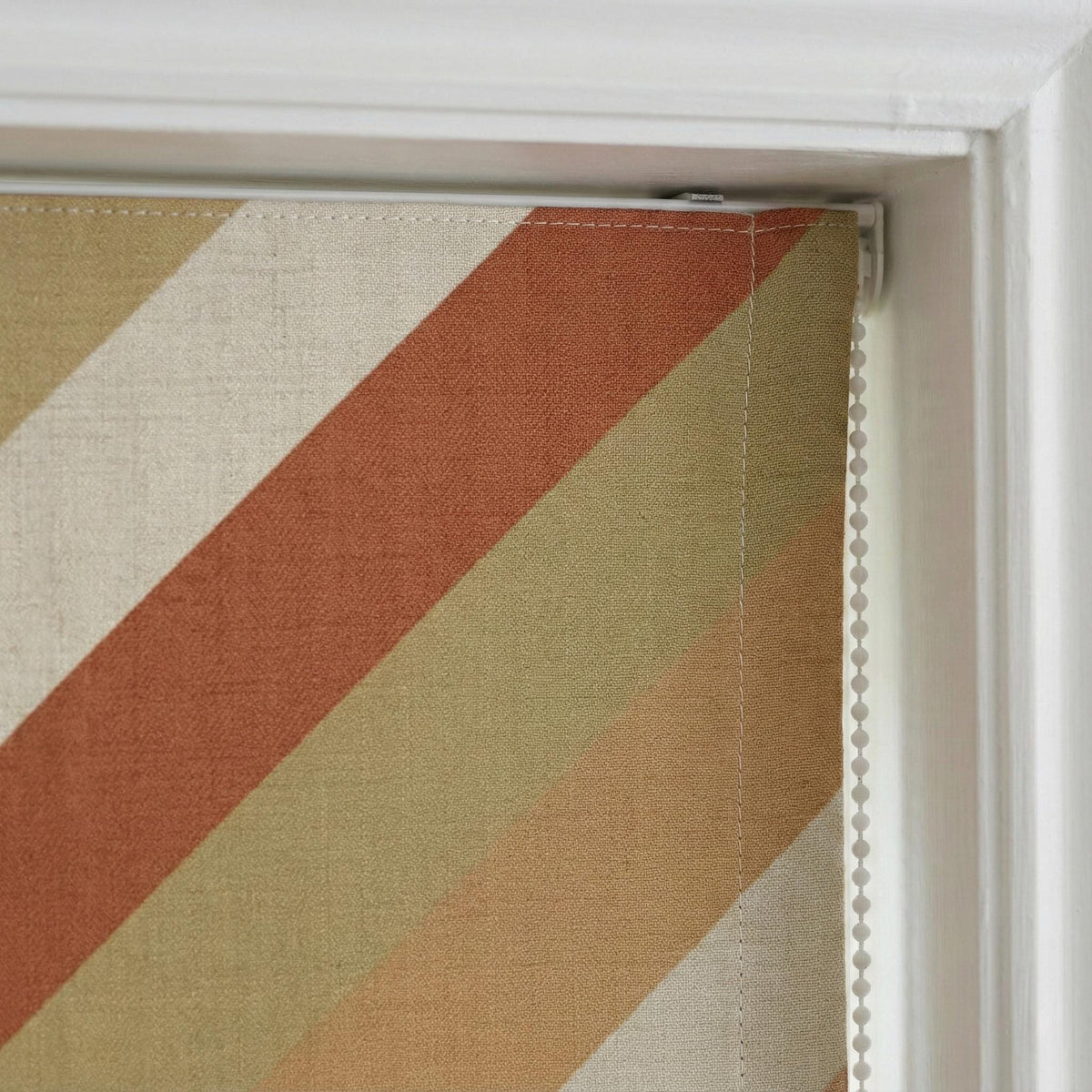 Terracotta Stripe Linen Roman Shade | Custom Corded Blind, OEKO-TEX — image 5