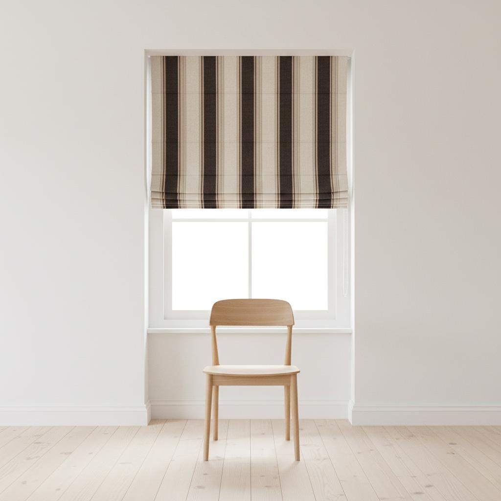 Farmhouse Stripe Roman Shade: Organic Linen, Blackout Option — image 5