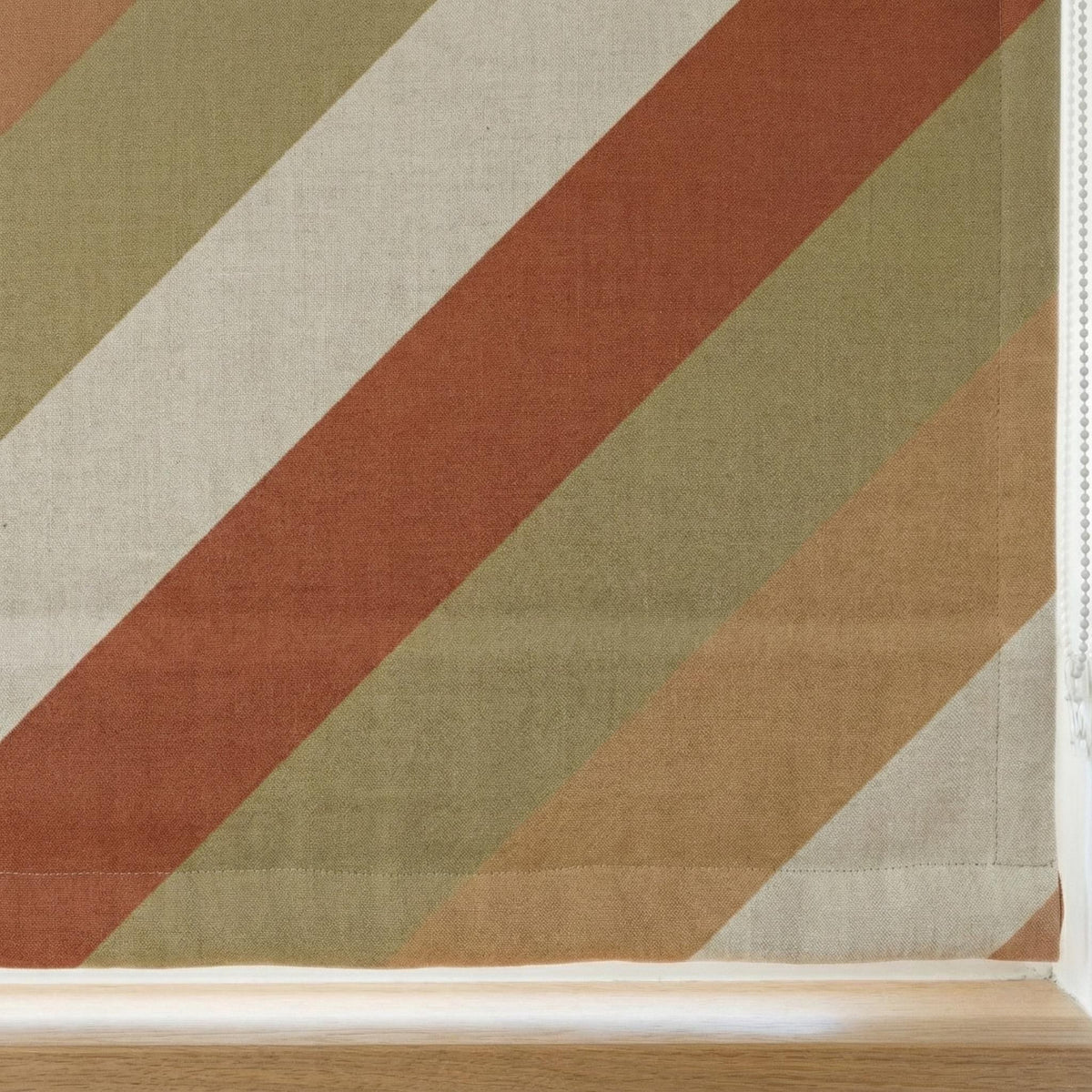 Terracotta Stripe Linen Roman Shade | Custom Corded Blind, OEKO-TEX — image 6