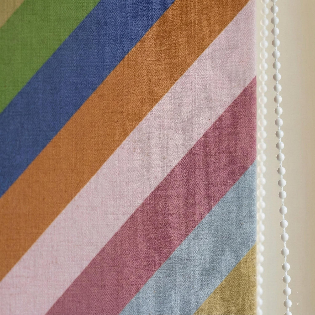 Rainbow Stripe Linen Roman Shade, Corded Nursery Blind, OEKO-TEX — image 3