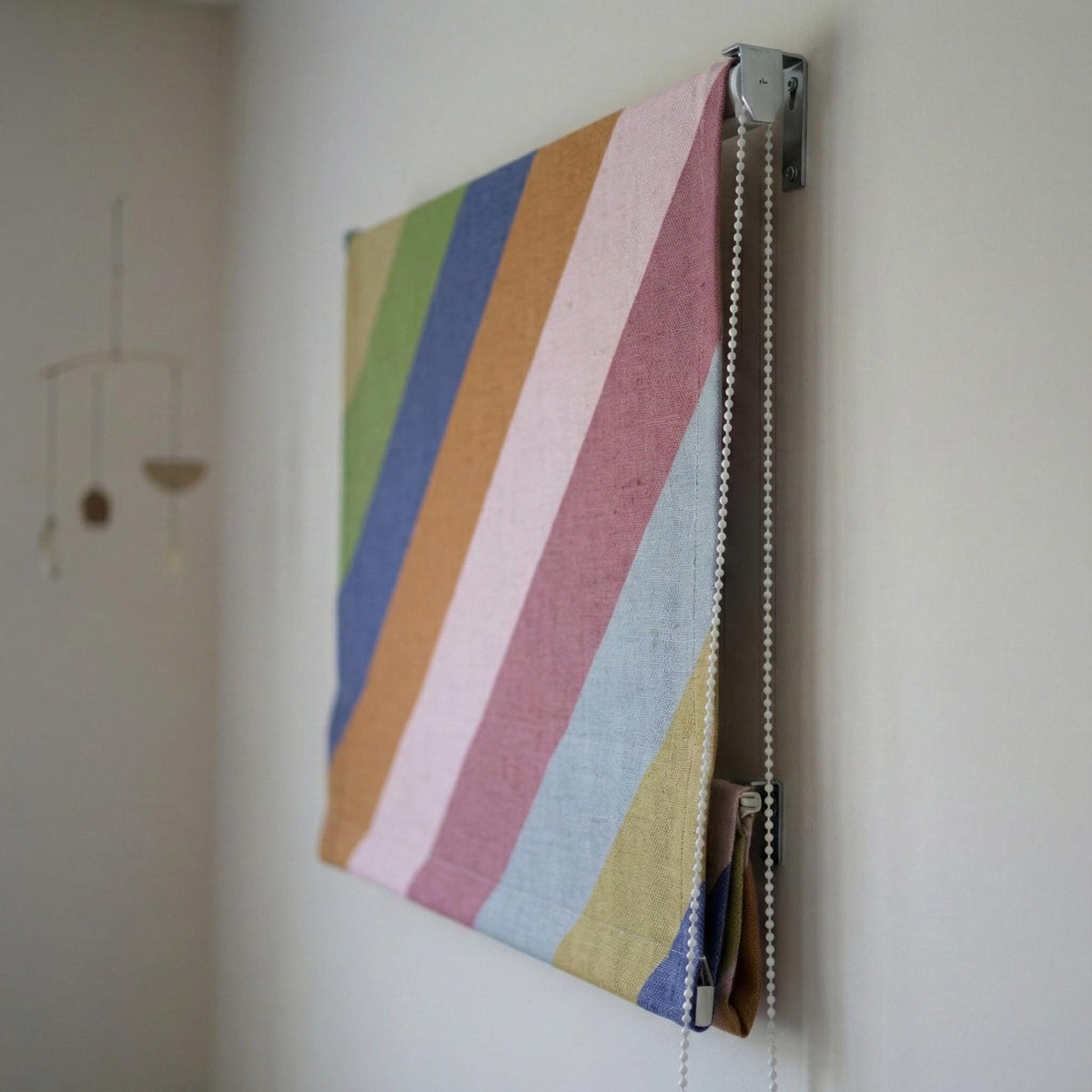 Rainbow Stripe Linen Roman Shade, Corded Nursery Blind, OEKO-TEX — image 7