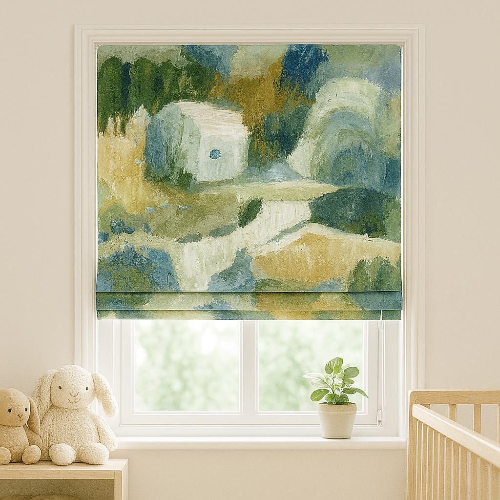 Roman Shade: Watercolor Linen Nursery Blind (Child-Safe Corded, Custom) — image 3