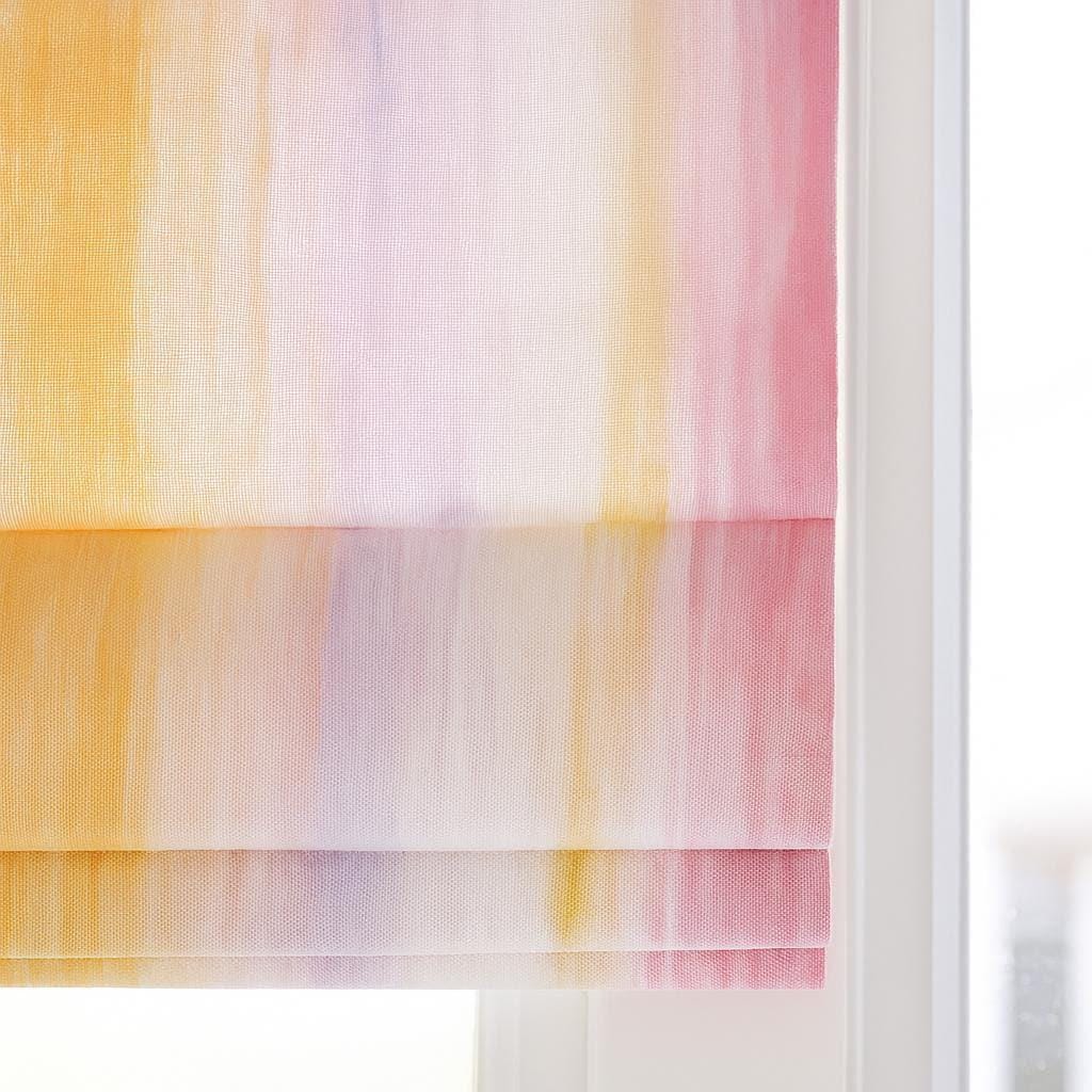 Kids Nursery Roman Shade, Watercolor Pastel Stripes (Organic Linen) — image 3