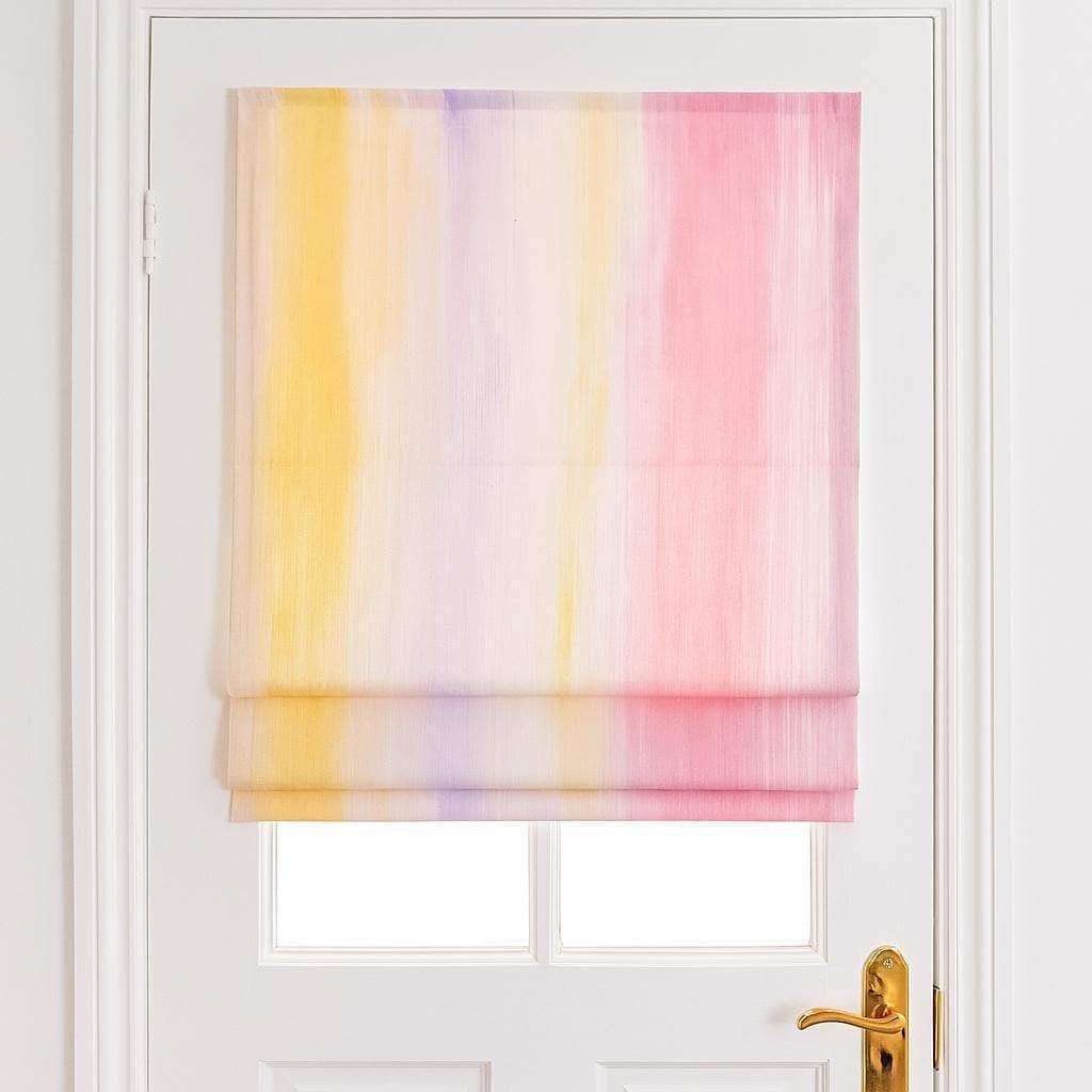 Kids Nursery Roman Shade, Watercolor Pastel Stripes (Organic Linen) — image 4