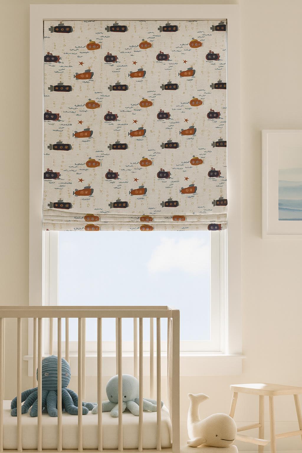 Submarine Roman Shade for Kids - Thick Organic Cotton, Custom Size — image 4