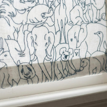 Roman Shade: Organic Linen with Playful Animal Embroidery (Made to Size) — image 1