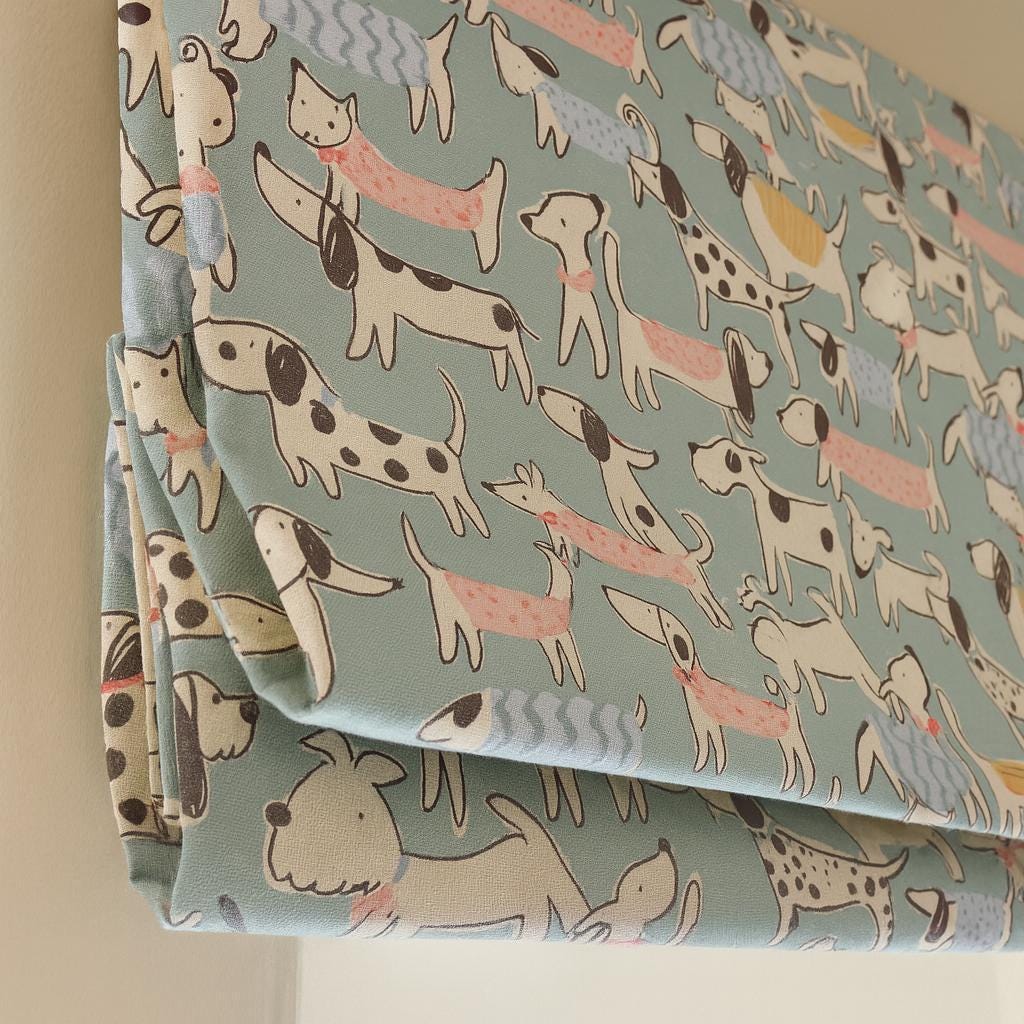 Kids' Roman Shade, Dog Print, Organic Cotton (Blackout or Light-Filter) — image 1