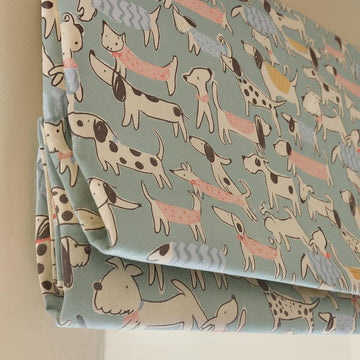 Kids' Roman Shade, Dog Print, Organic Cotton (Blackout or Light-Filter) — image 1