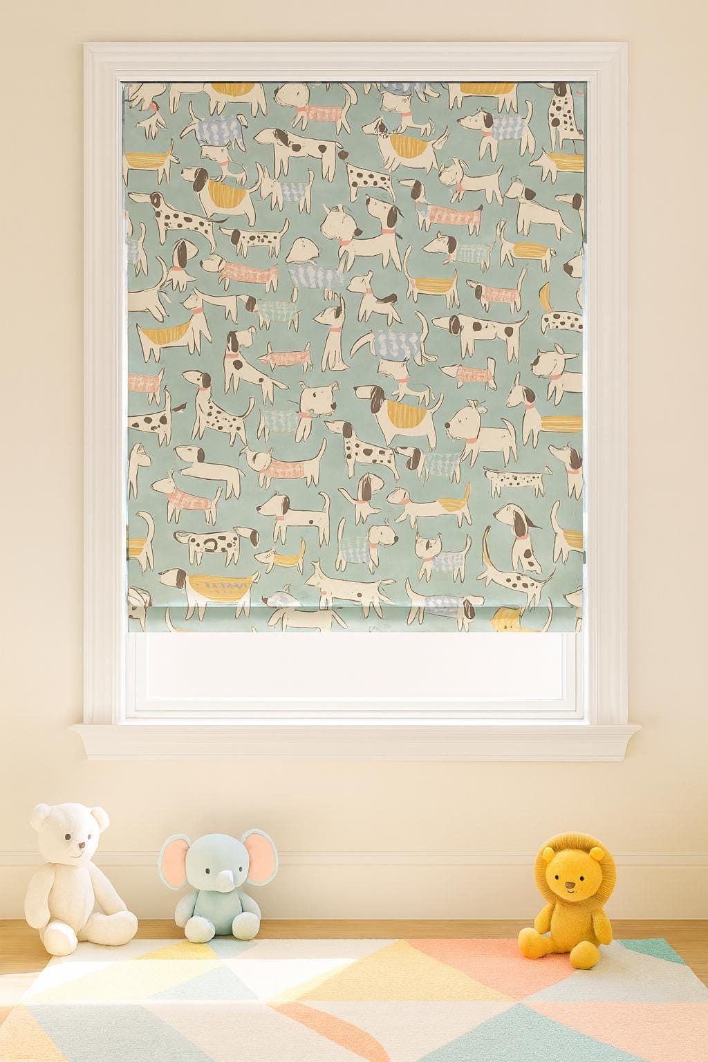 Kids' Roman Shade, Dog Print, Organic Cotton (Blackout or Light-Filter) — image 2