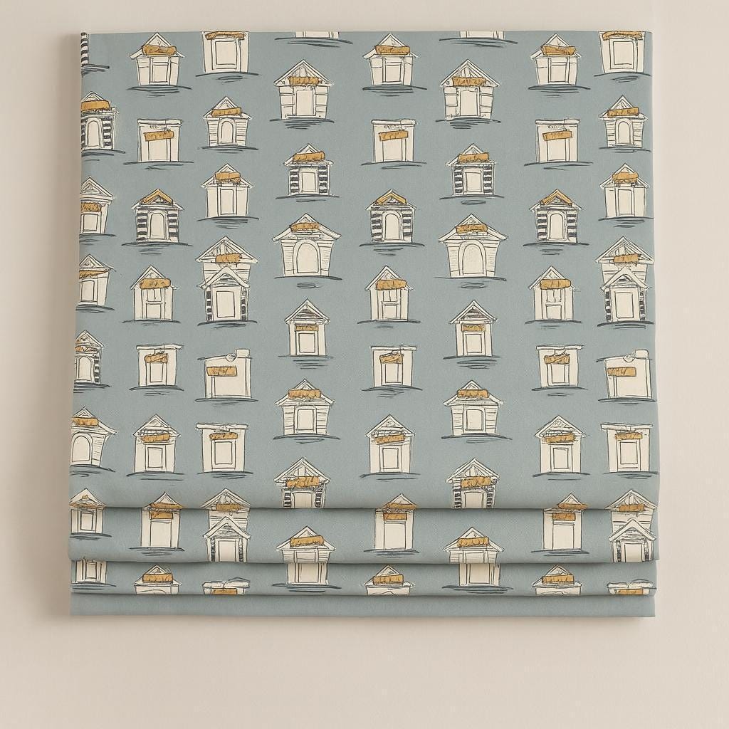 Kids Room Roman Shades, Organic Cotton, House Print (Corded, Custom Size) — image 3