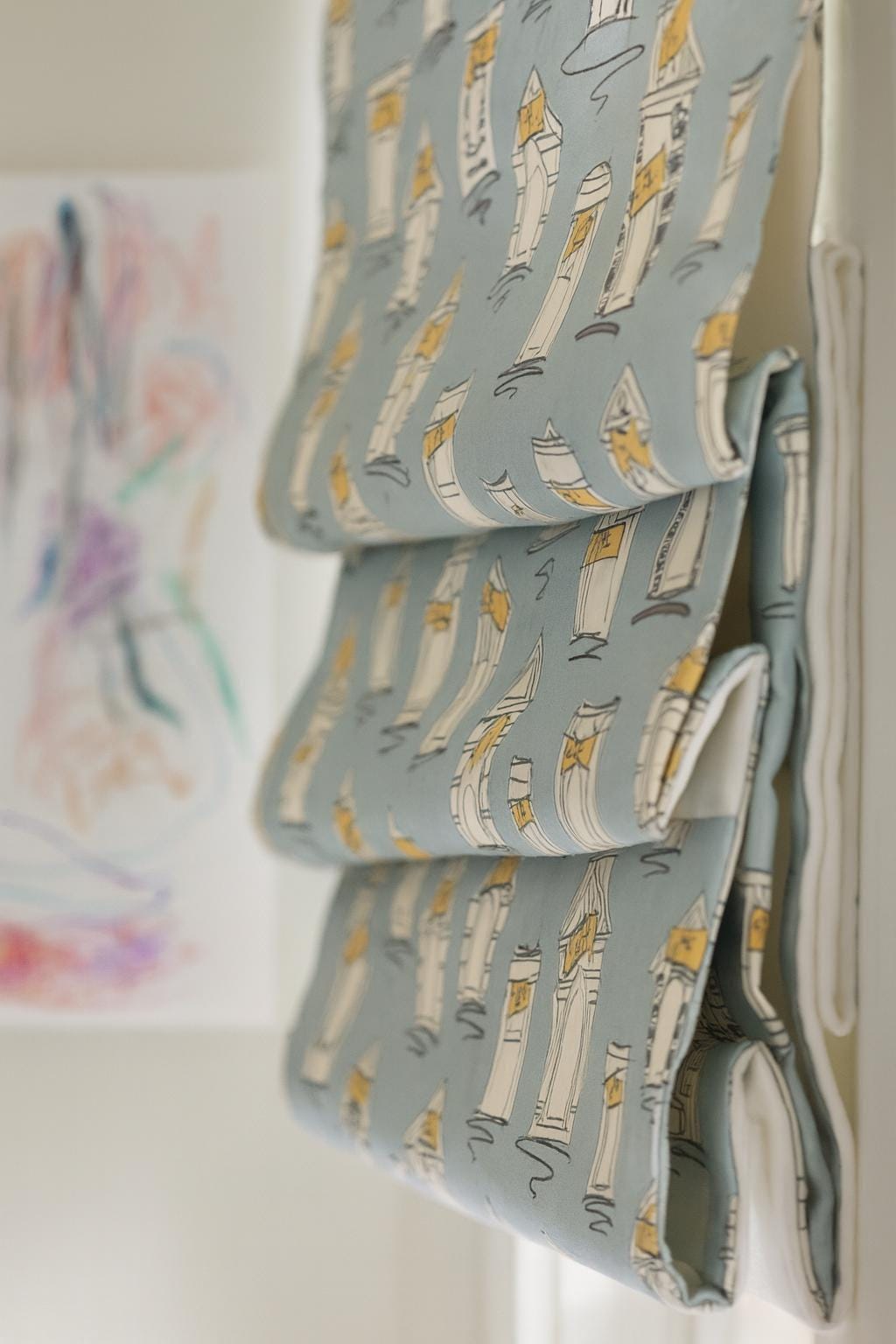Kids Room Roman Shades, Organic Cotton, House Print (Corded, Custom Size) — image 4