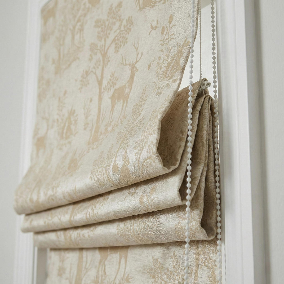 Nursery Roman Shade, Organic Linen, Beige Woodland Deer (Light-Filtering or Blackout) — image 2