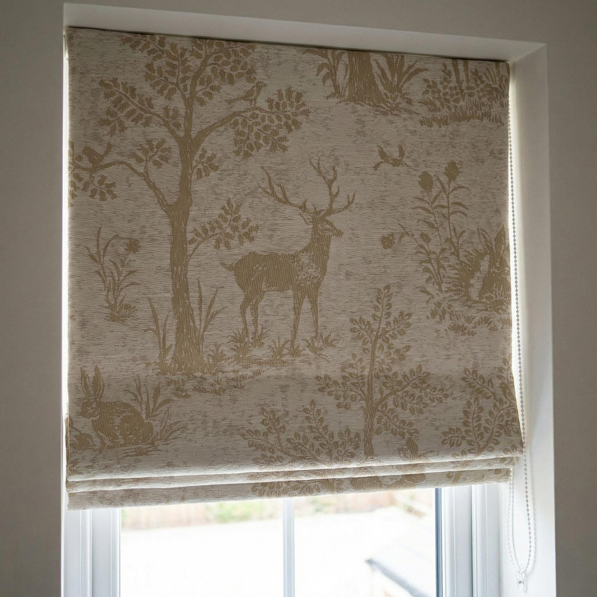 Nursery Roman Shade, Organic Linen, Beige Woodland Deer (Light-Filtering or Blackout) — image 3