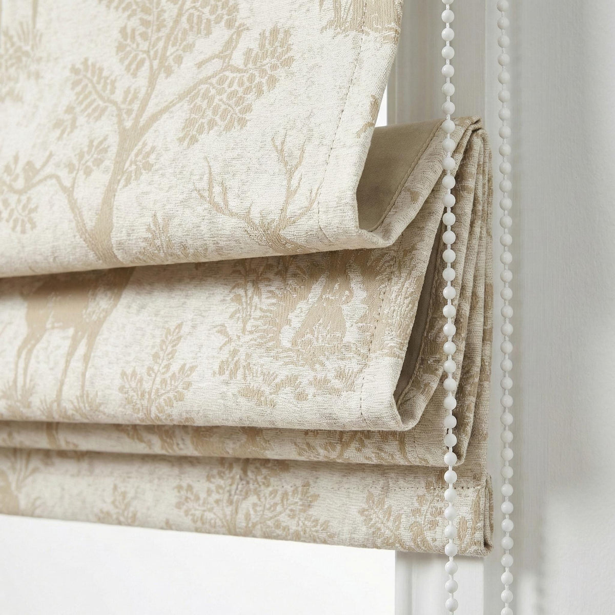 Nursery Roman Shade, Organic Linen, Beige Woodland Deer (Light-Filtering or Blackout) — image 4