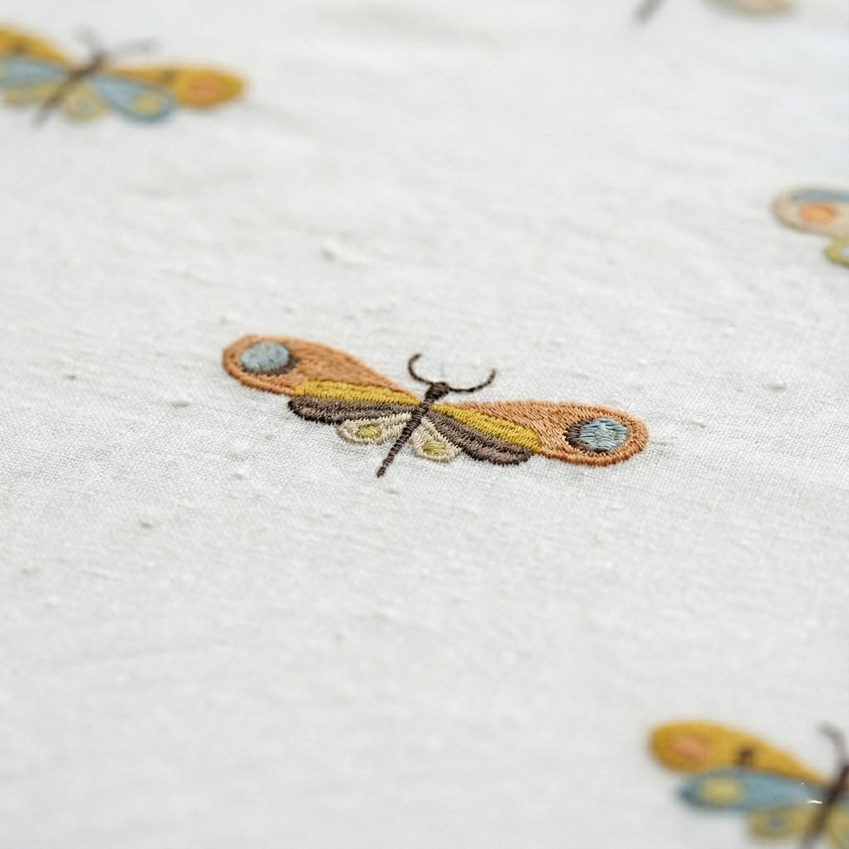 Embroidered Dragonfly Roman Shade: Organic Linen for Kids’ Rooms — image 3