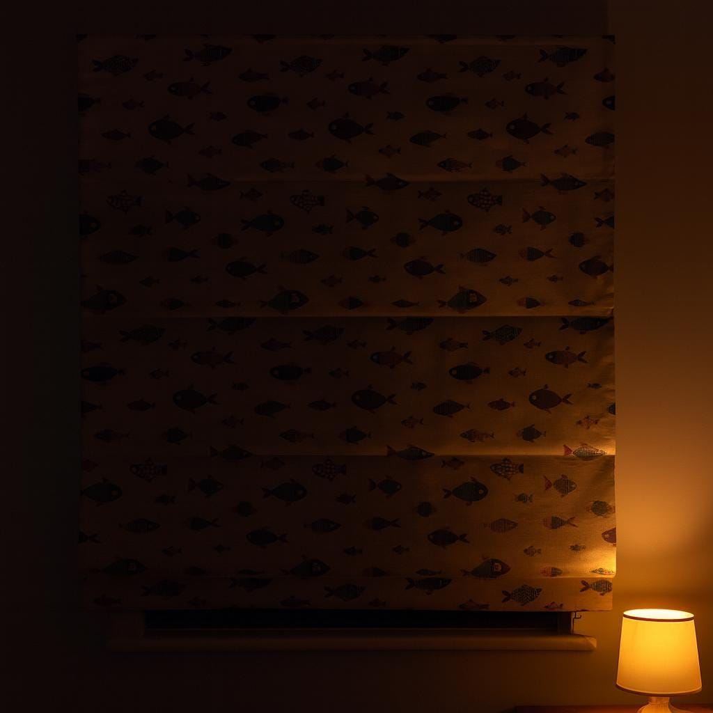 Roman Shade: Fish Pattern Nursery Blind (Organic Cotton, Custom Size) — image 4