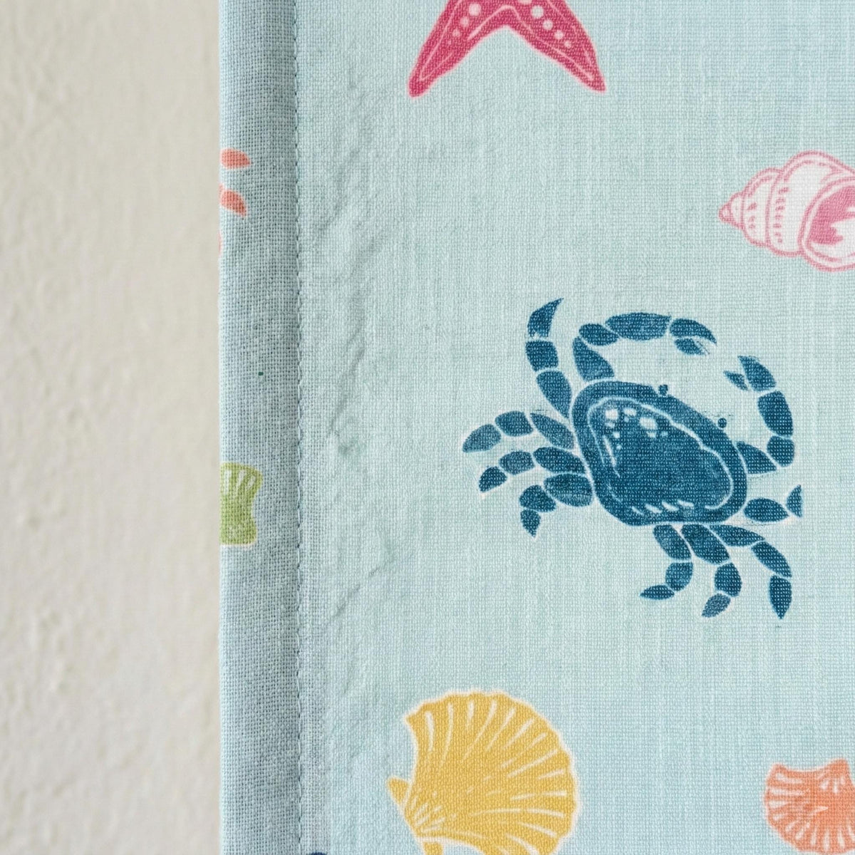 Roman Shade: Aqua Sea Life Print - Organic Linen, Blackout Option — image 5