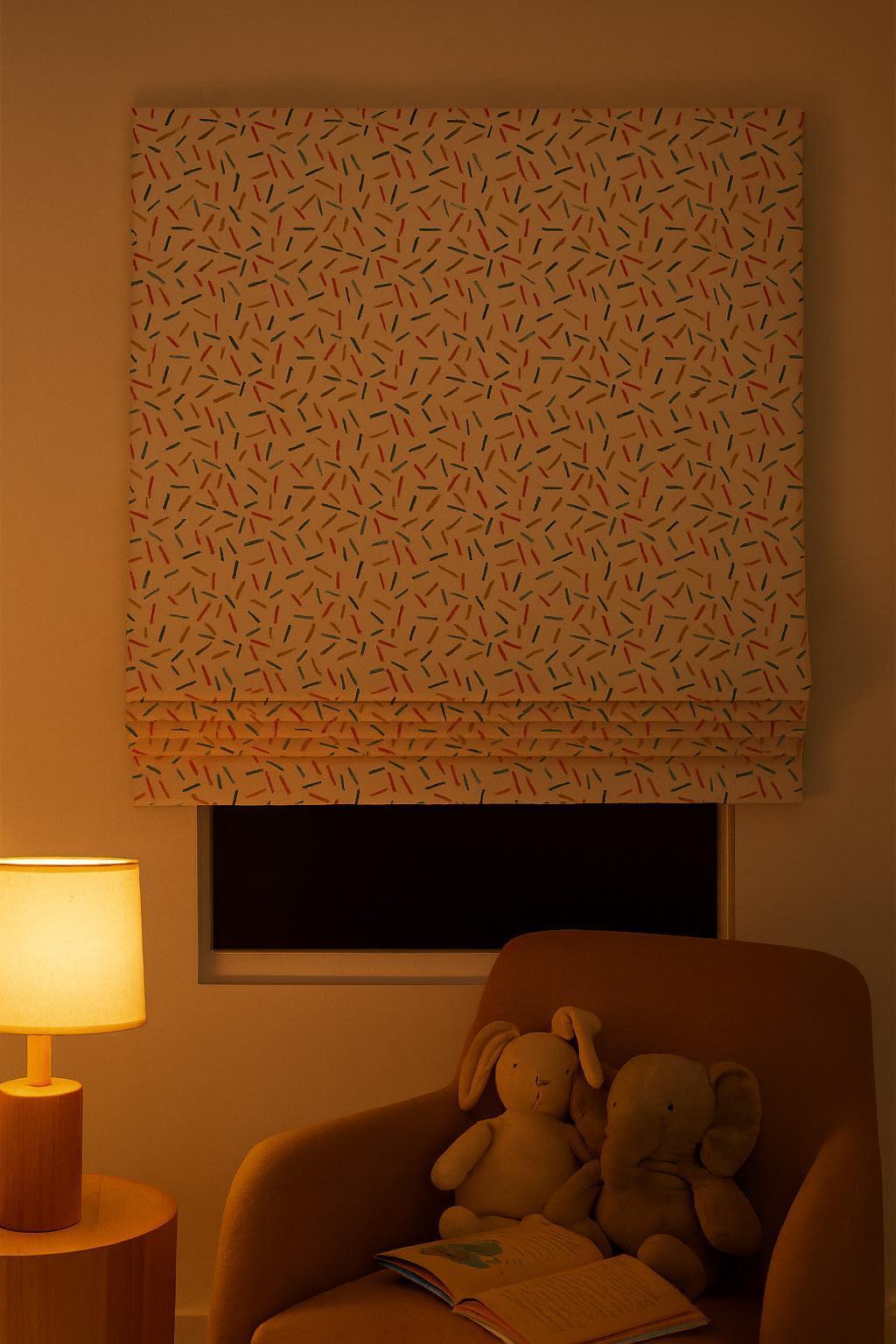 Nursery Roman Shade, Organic Cotton Confetti Print (Light Filtering or Blackout) — image 6