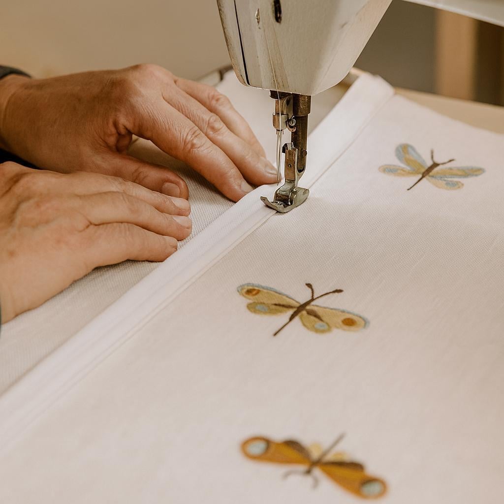 Embroidered Dragonfly Roman Shade: Organic Linen for Kids’ Rooms — image 9