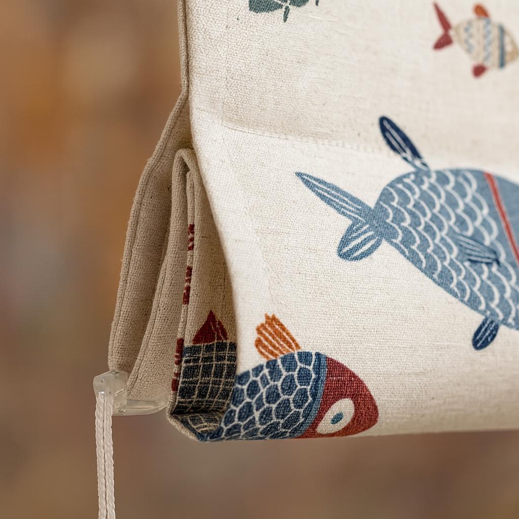 Roman Shade: Fish Pattern Nursery Blind (Organic Cotton, Custom Size) — image 7