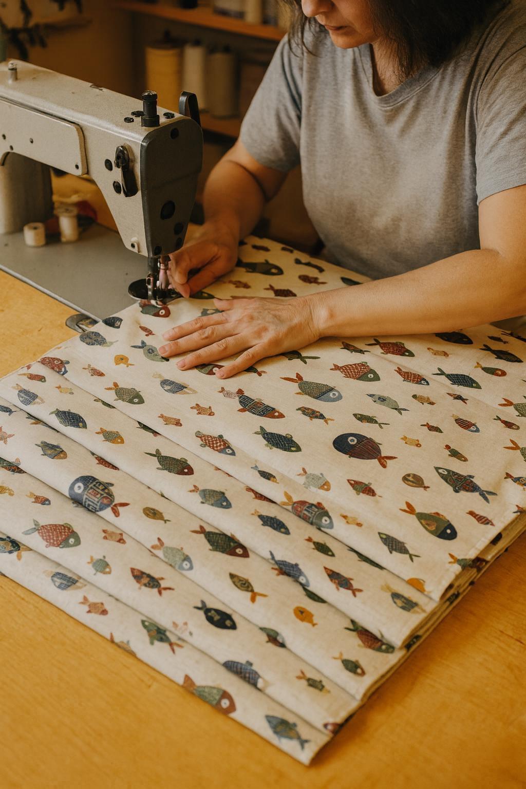 Roman Shade: Fish Pattern Nursery Blind (Organic Cotton, Custom Size) — image 8