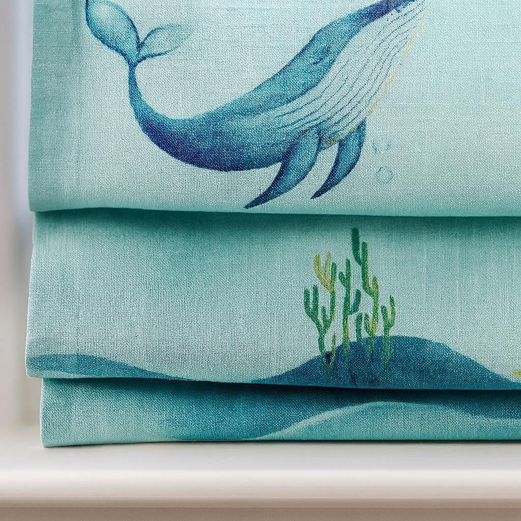 Kids Room Roman Shade, Whale & Jellyfish Print (Organic Linen) — image 6