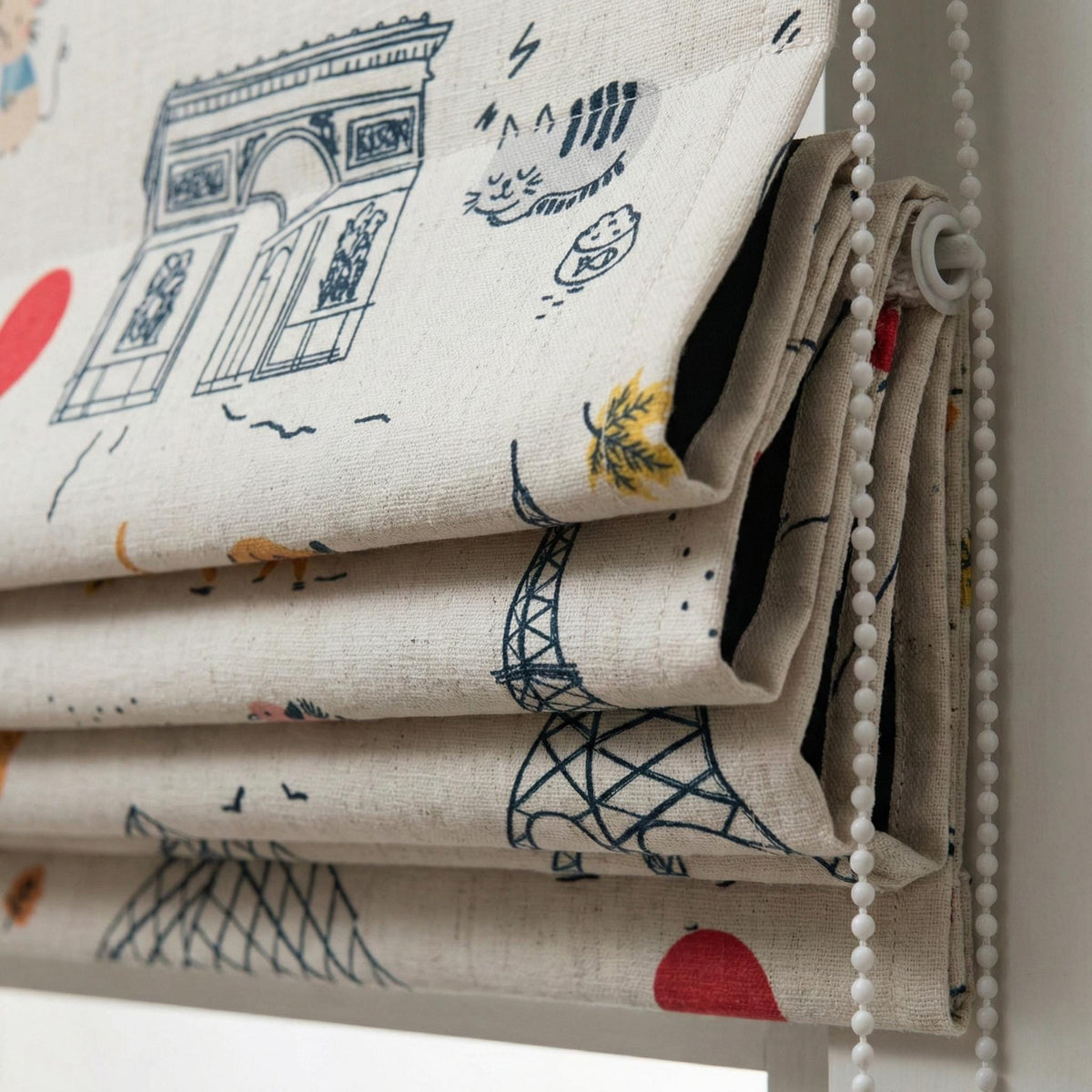 Paris Animals Linen Roman Shade, Kids Nursery, Custom Size — image 5