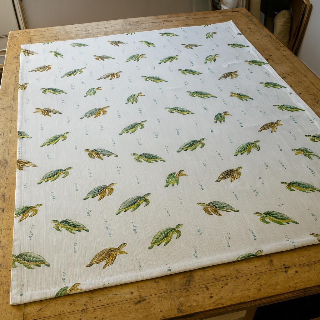 Sea Turtle Roman Blind - Organic Linen for Nursery or Playroom — image 8