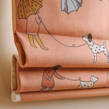 Peach Umbrella Dog Roman Blind - Made to Measure, Child Safe Shade — image 1