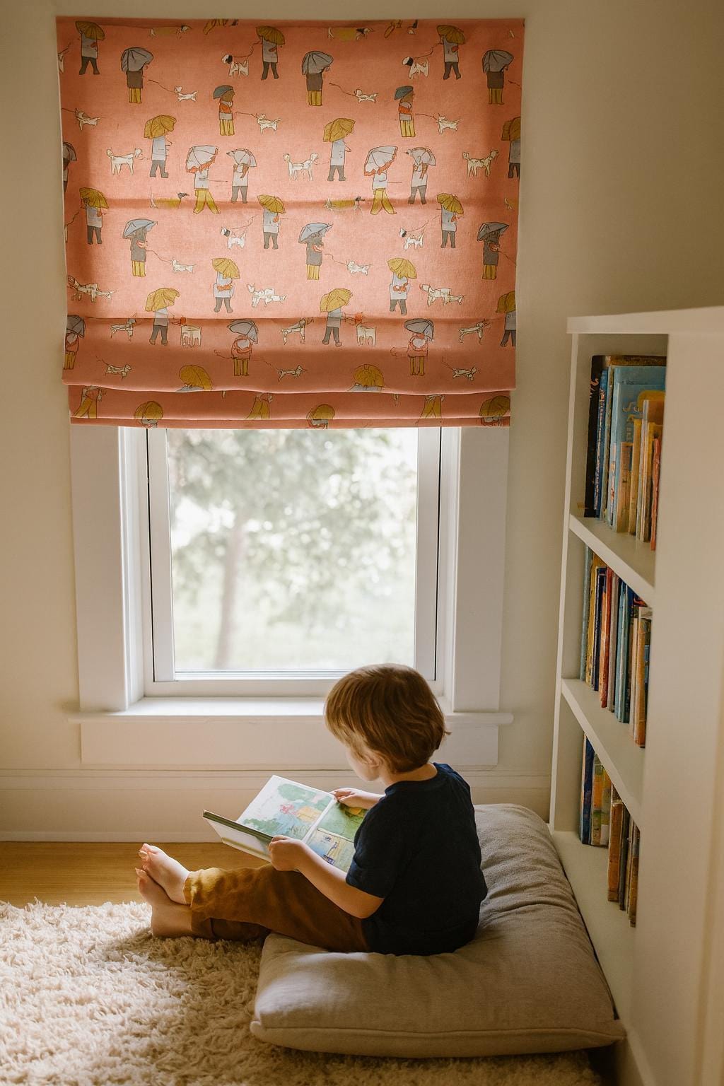 Peach Umbrella Dog Roman Blind - Made to Measure, Child Safe Shade — image 3
